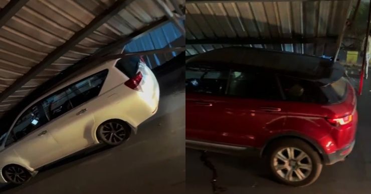 shed falls on innova range rover