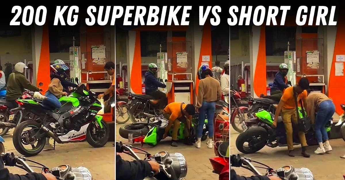 short indian girl vs 206 kg kawasaki ninja zx10r superbike