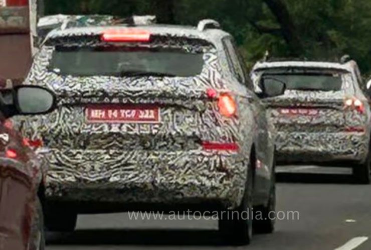 skoda kushaq facelift spied on test