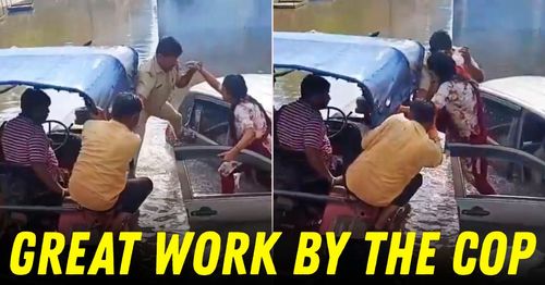 cop rescues woman from stuck maruti celerio flood waters rajasthan featured cop rescues woman from stuck maruti celerio flood waters rajasthan featured