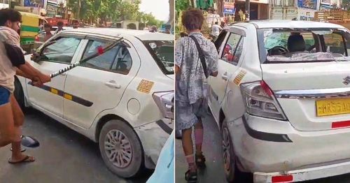 kanwariyas destroy dzire cab kanwariyas destroy dzire cab
