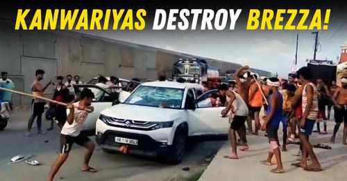 kanwariyas destroy maruti brezza featured