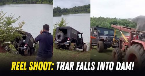 mahindra thar falls in dam while shooting reels mahindra thar falls in dam while shooting reels