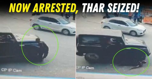 mahindra thar runs over security guard honking featured mahindra thar runs over security guard honking featured
