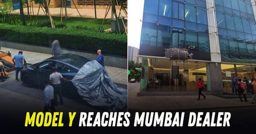 tesla model y spotted at mumbai dealership tesla model y spotted at mumbai dealership