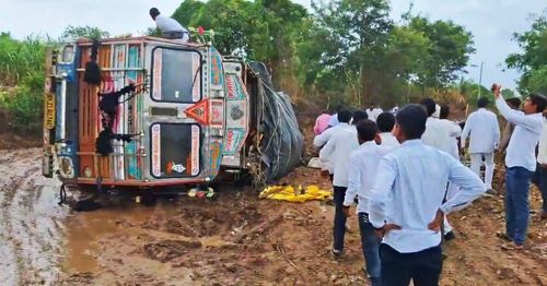 truck flips during bridge inspection