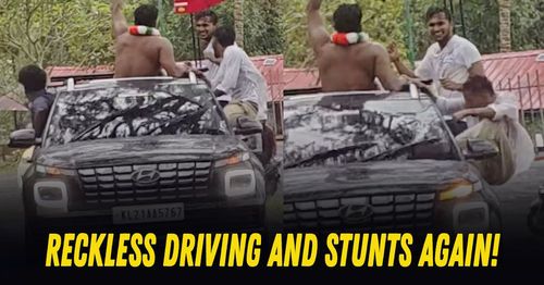 youth perform dangerous car stunts on ponmudi hill road