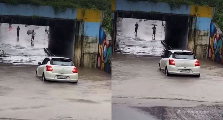 swift floats on waterlogged road
