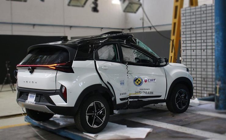 tata nexon.ev 45 bharat ncap crash test 5 star rating rear