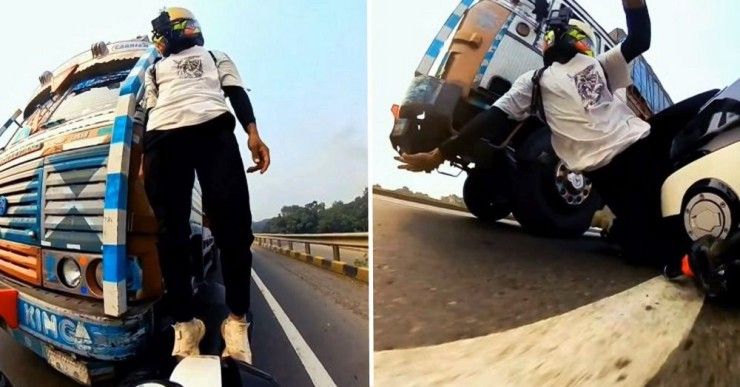 truck driver hits biker 