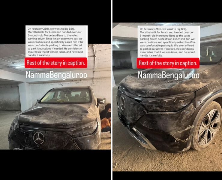 valet crashes mercedes eqe ev