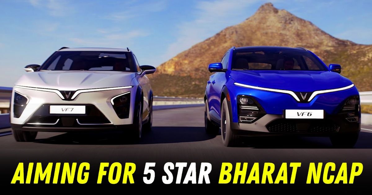 vinfast vf6 vf7 electric suvs 5 star bharat ncap aim featured