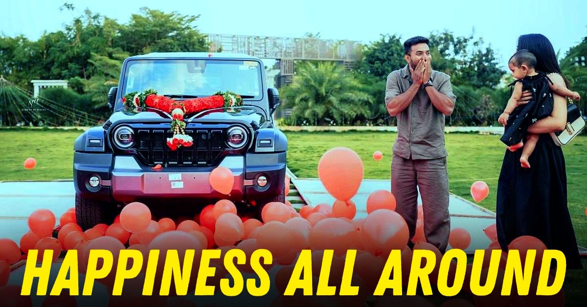 wife surprises husband with mahindra thar roxx gift featured wife surprises husband with mahindra thar roxx gift featured