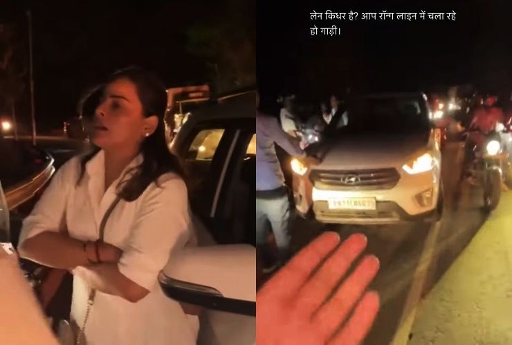 woman argues after driving on wrong side