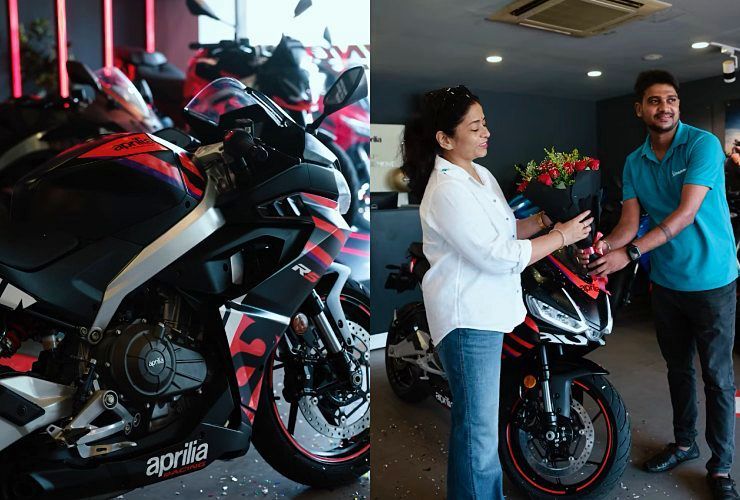 woman buys aprilia rs457